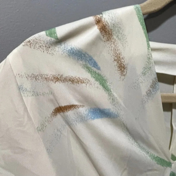 Vtg 7os Womens White Hawaiian Kaftan Summer Midi Dress 14 Elastic Waist String - Picture 6 of 16